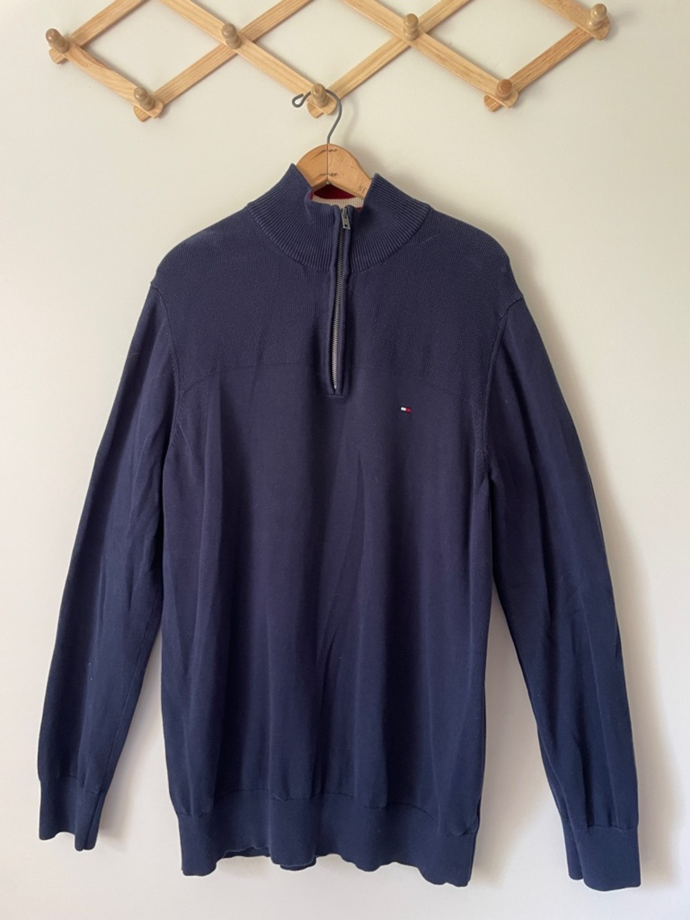Tommy Hilfiger Navy Half-Zip Pullover sweater with Flag Logo